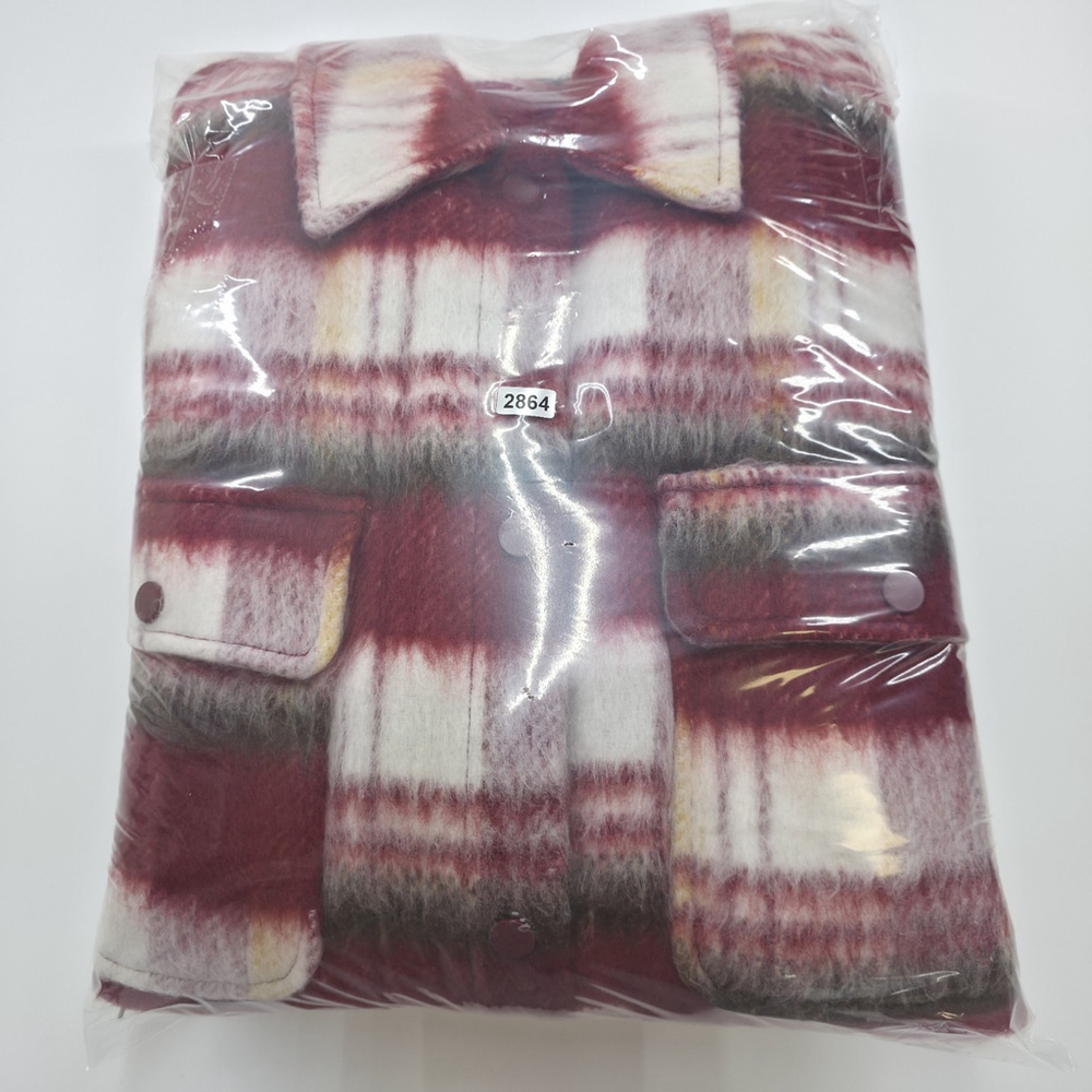 Minimalist Aesthetic Plaid Shirt Jacket Mens Large Red Fleece Lined Lifestyle - Picture 14 of 14